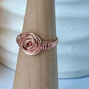Copper Wire Wrap Rose Ring